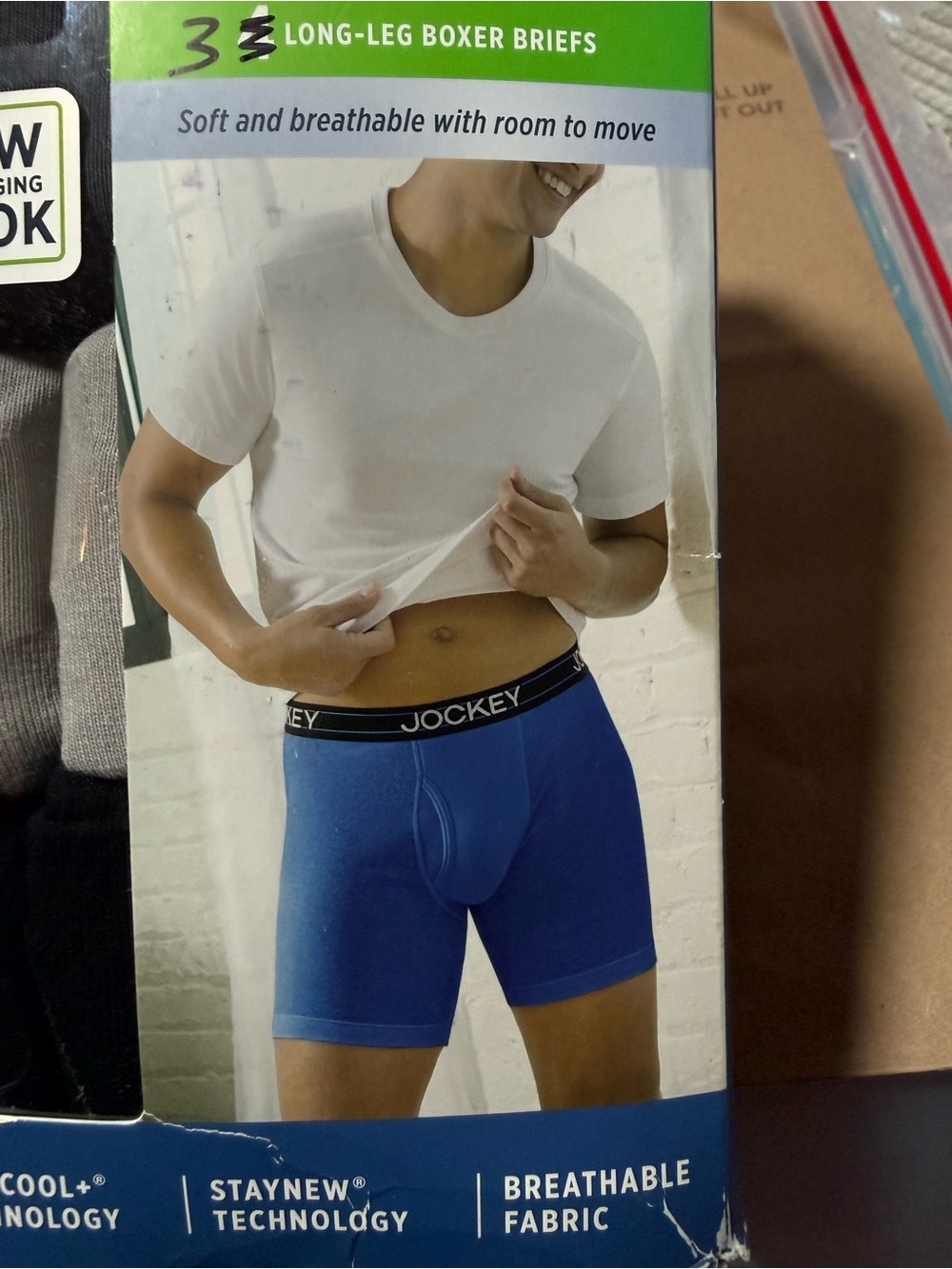 Jockey Everyday Casual Cotton Blend Long Leg Boxer Briefs 7” inseam Size 2XL